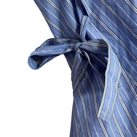 Blue Striped ZARA Poplin Peoni Wrap Shirt - Picture 5 of 5